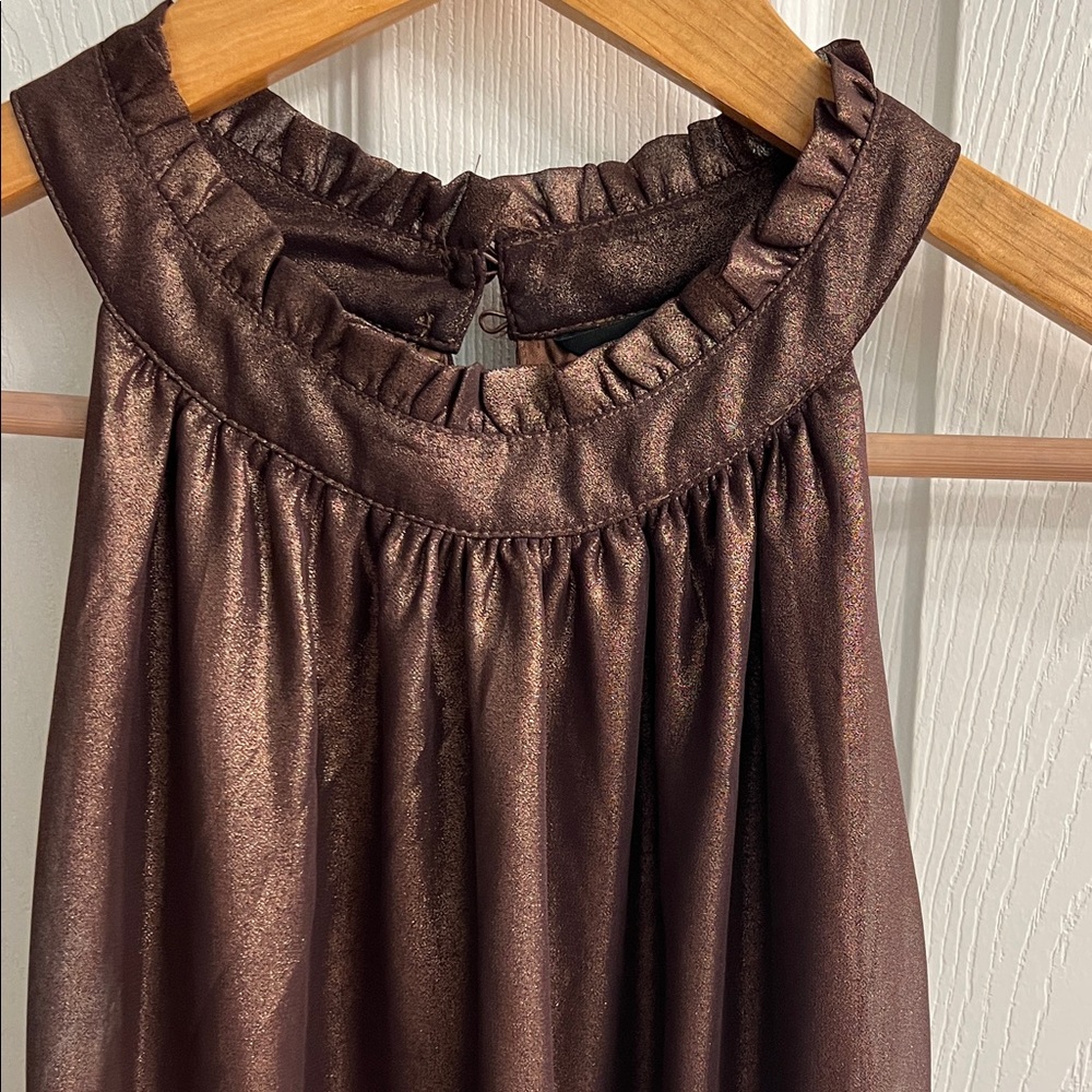Simply Vera Vera Wang Shiny Brown Sleeveless Blouse